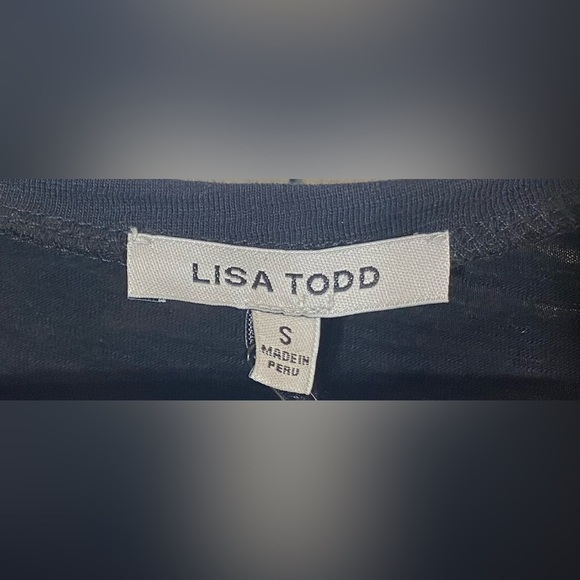 Lisa Todd Short Sleeve Blouse/Tunic Size Small Black/White NEW Drawstring Hem - Picture 2 of 8